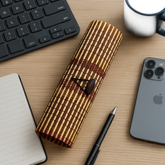 Classic Brown Striped Bamboo Clutch