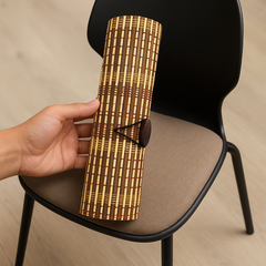 Classic Brown Striped Bamboo Clutch