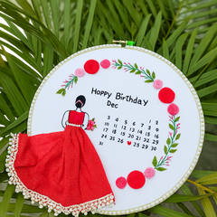 Handmade Birthday Calendar Hoop – December Theme