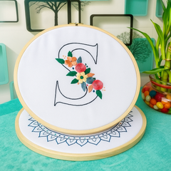 Floral Monogram Embroidery Hoop – Letter S