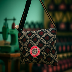 Elegant Block Print Sling Bag with Mandala Accent