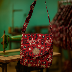 Tribal Red Handcrafted Sling Bag