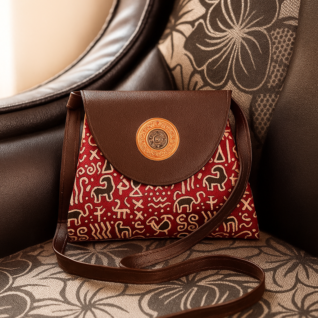 Maroon Tribal Flap Sling Bag – Faux Leather Charm