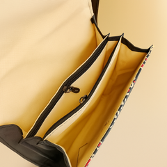 Black Tribal Flap Sling Bag – Faux Leather Elegance