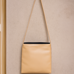 Beige Faux Leather Sling Pouch – Floral Fusion