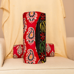 Ethnic Floral Embroidered Clutch – Red & Black Handmade Purse