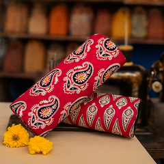 Ethnic Floral Embroidered Clutch – Red & Black Handmade Purse