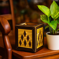 Geometric Bamboo Accent Box – Handcrafted Elegance
