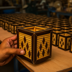 Geometric Bamboo Accent Box – Handcrafted Elegance