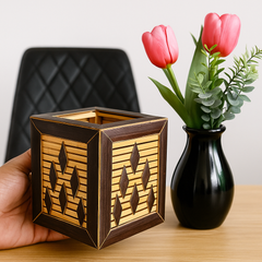 Geometric Bamboo Accent Box – Handcrafted Elegance