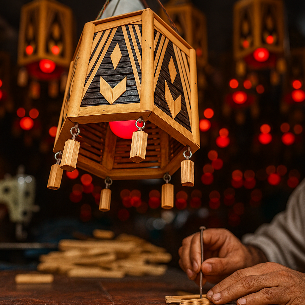 Elegant Hexa Bamboo Ceiling Hanging – Handcrafted Décor