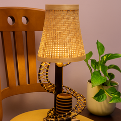 Artisan Bamboo Spiral Table Lamp – Handcrafted Elegance