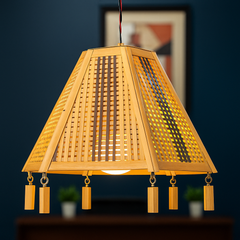 Elegant Tapered Bamboo Pendant Lamp – Handcrafted Study Light