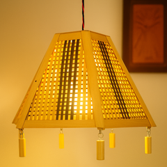 Elegant Tapered Bamboo Pendant Lamp – Handcrafted Study Light