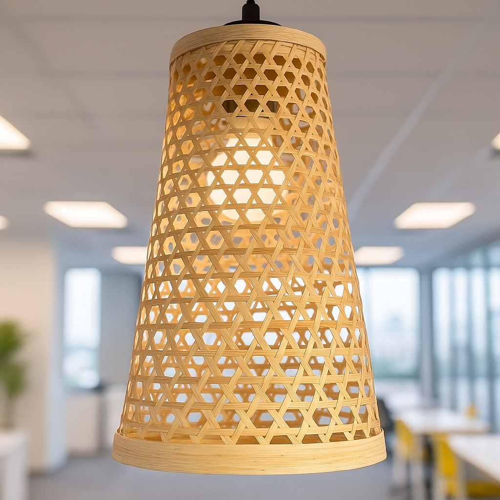 Woven Cone Bamboo Lampshade – Sleek Minimalist Style