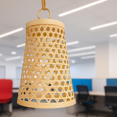 Elegant Cone Bamboo Pendant Lamp – Handwoven Beauty