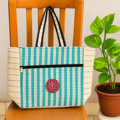 Blue Weave Daily Tote – Handloom Eco Carry Bag