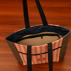 Cherry Check Handloom Tote – Red & Brown Everyday Bag