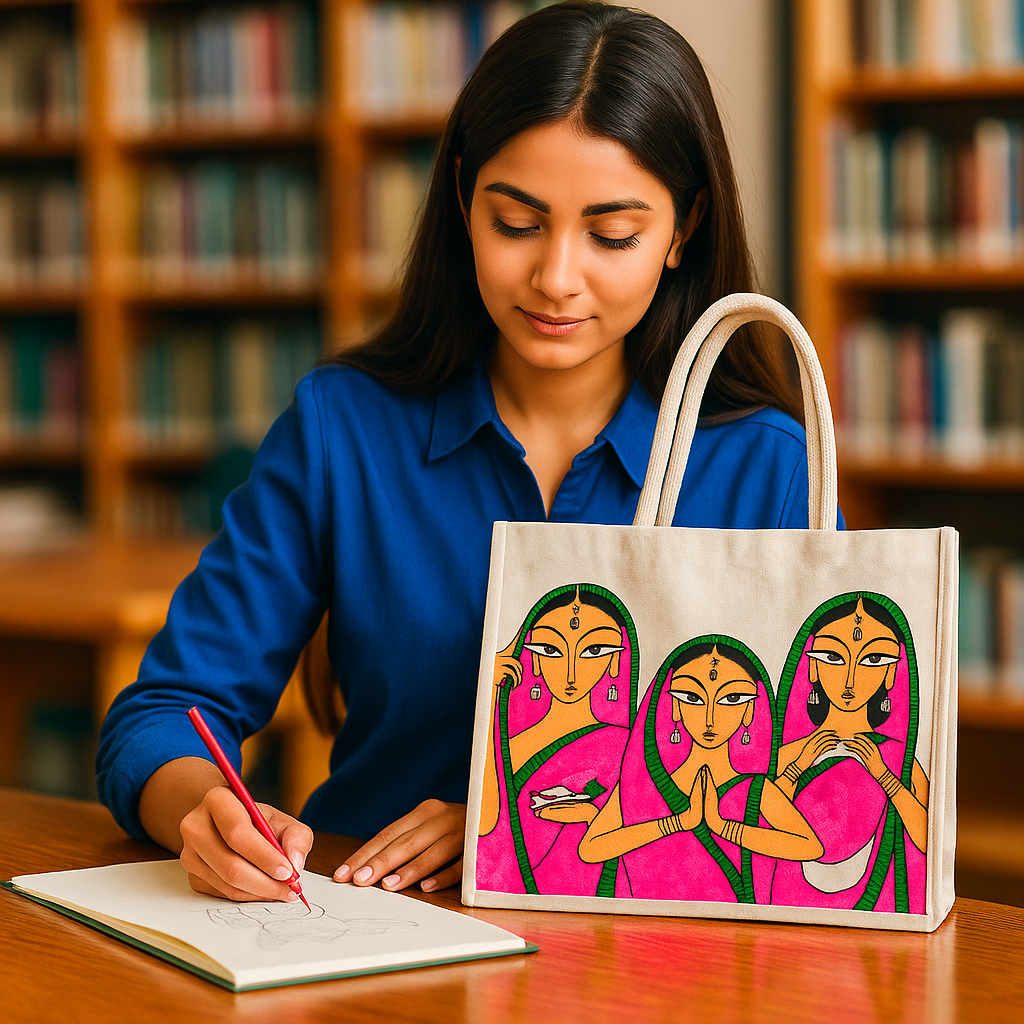 Artistic Women Print Canvas Tote Bag