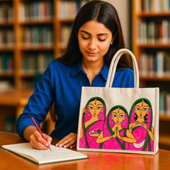 Artistic Women Print Canvas Tote Bag