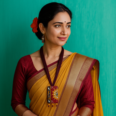 Hand-Painted Maroon Floral Tribal Necklace Set