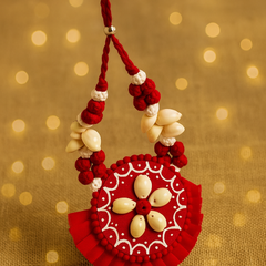 Red Floral Shell Pendant Necklace