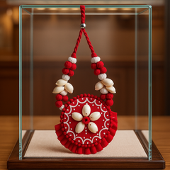 Red Floral Shell Pendant Necklace