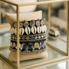 Tribal Shell & Mirror Work Statement Bracelet (1 Pieces)