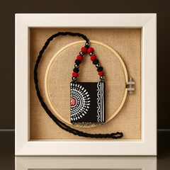 Handpainted Black Tribal Pendant Necklace