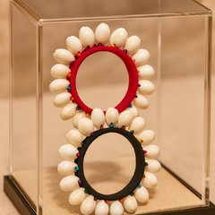 Shell Work Decorative Bracelets – Red & Black Pair