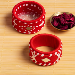 Red Silk Thread Mirror Work Bangles
