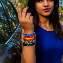 Multicolor Fabric Bangles with Ghungroo Charm (Seven Pieces)