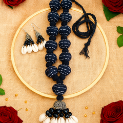 Black Handcrafted Cowrie Shell Necklace Set