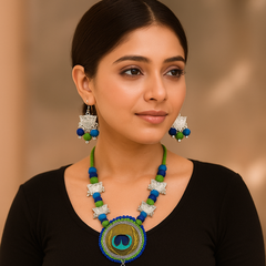 Peacock Glory Multicolor Thread Necklace Set
