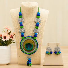 Peacock Glory Multicolor Thread Necklace Set