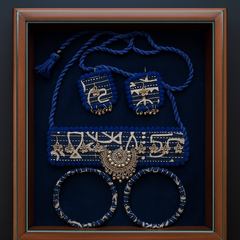 Blue Fabric Oxidized Choker Set with Bangles