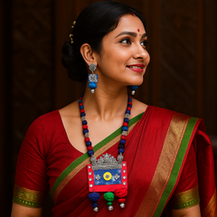 Multicolor Oxidized Tribal Beaded Necklace Set