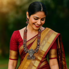 Antique Oxidized Temple Necklace Set