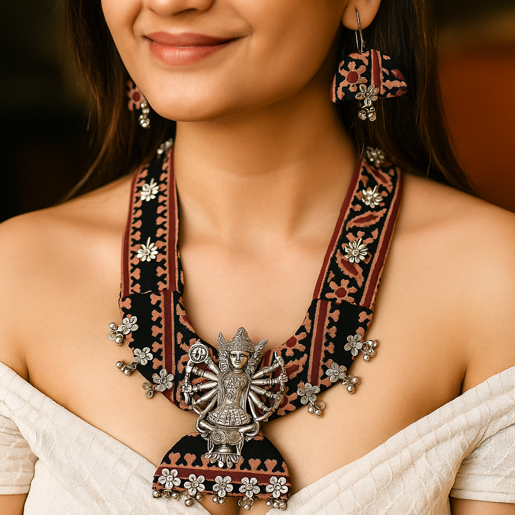 Handcrafted Goddess Lakshmi Temple Necklace Set