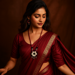 Black & Red Cowrie Shell Necklace Set