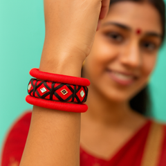 Red & Black Handcrafted Bangle Set
