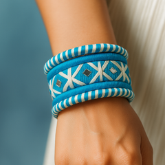 Blue & Cream Handcrafted Bangle Set