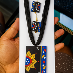Hand-Painted Terracotta Necklace & Earring Set