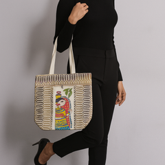 Ethnic Warrior Art Jute Tote – Handcrafted Elegance