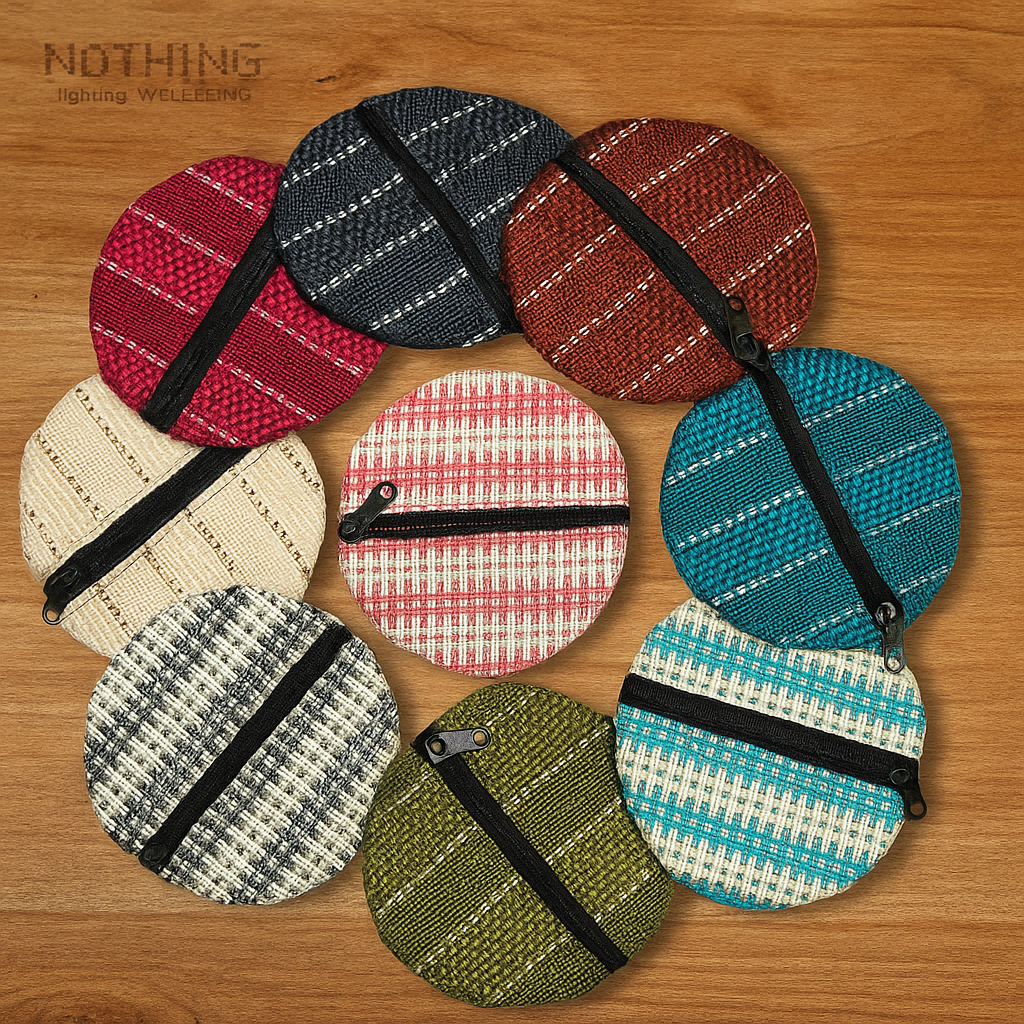 Multicolor Round Zipper Coin Pouch – Set of 9