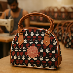 Black Ikat Print Handcrafted Tote Bag