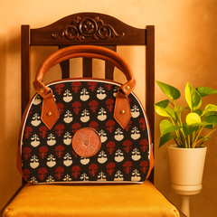 Black Ikat Print Handcrafted Tote Bag