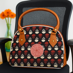 Black Ikat Print Handcrafted Tote Bag