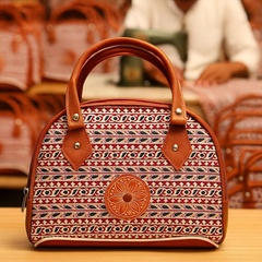 Maroon Handcrafted Tote Bag with Ethnic Print