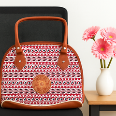 Maroon Handcrafted Tote Bag with Ethnic Print
